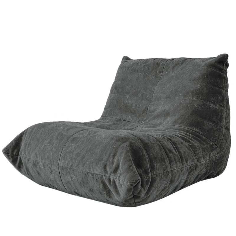 Chauffeuse matelassée chenille grise pailletée fauteuil de sol 90x100cm CHROMESTOOL