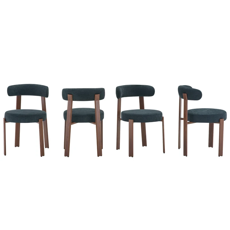 Lot de 4 chaises de salle à manger tissu noir dossier incurvé CLASSICBENCHHOME