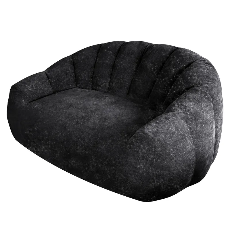 Canapé design forme de coquillage en flanelle noire avec paillettes sans montage 140x98x61cm CHROMEBED