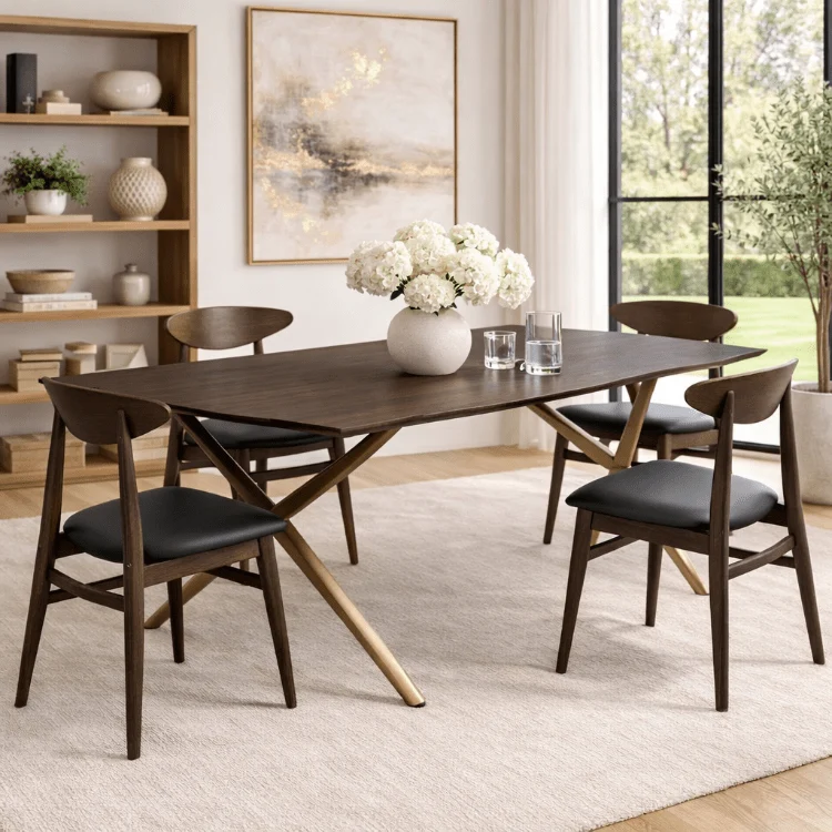 Silla de comedor estilo danés nogal Dalma