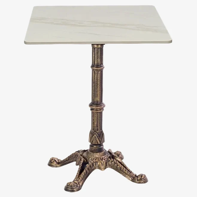 Mesa de comedor bronce cuadrada piedra sinterizada 70-80 cms