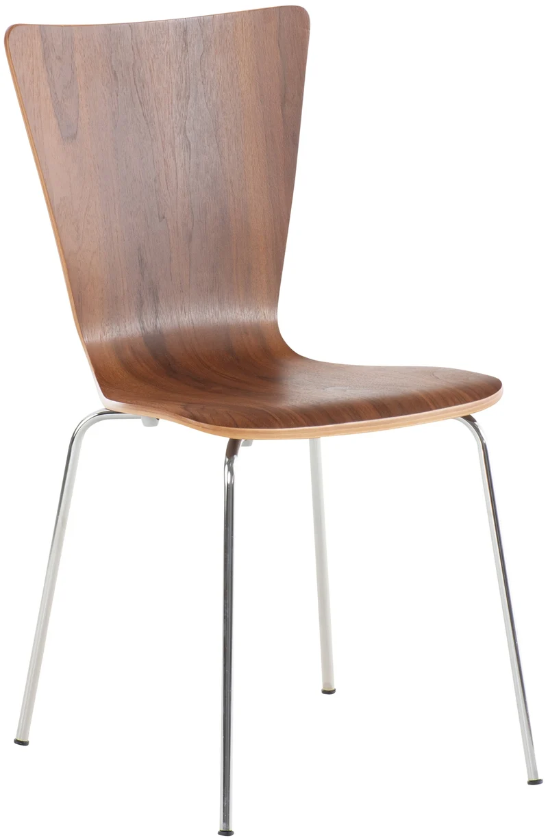 Chaise de cuisine salle à manger x1 empilable en bois noyer et structure stable à quatre pieds en métal 10_0003245