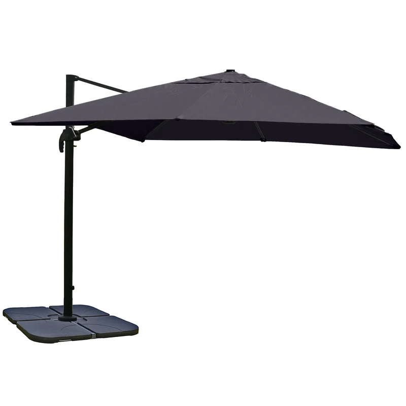 Parasol déporté 3x4 m pivotant 360° avec pied lesté et base croisée aluminium acier polyester anthracite 04_0010311
