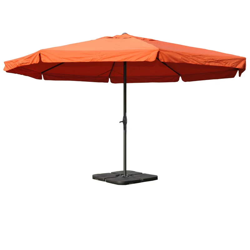 Parasol droit professionnel diamètre 5 m hauteur 360 cm avec pied inclus aluminium polyester terracotta 04_0011460