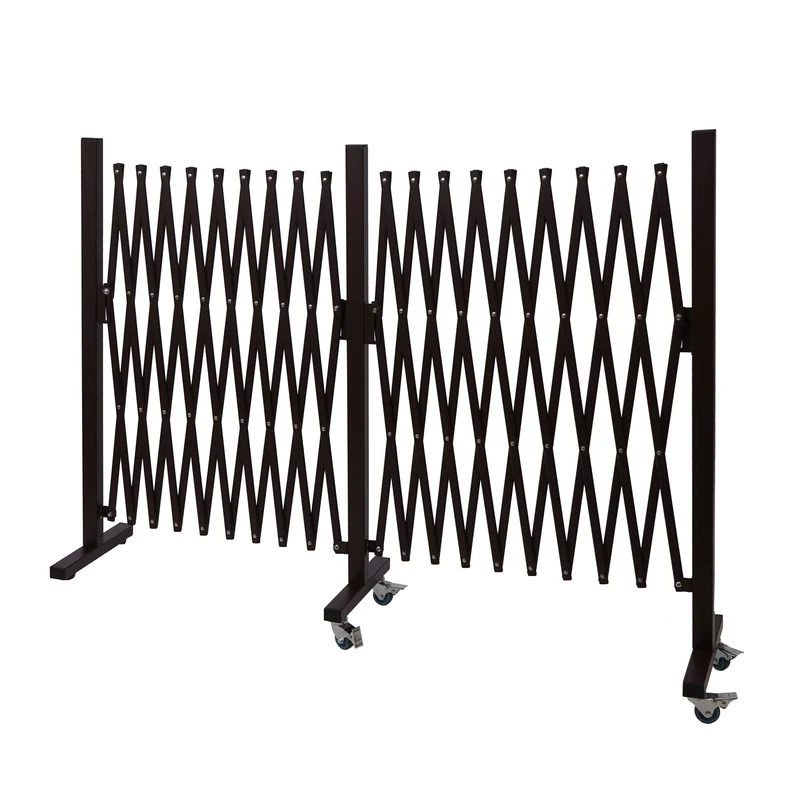 Grille de protection grille à ciseaux de clôture séparation en aluminium extensibles marron hauteur 109 cm largeur 60-530 cm 04_0006986