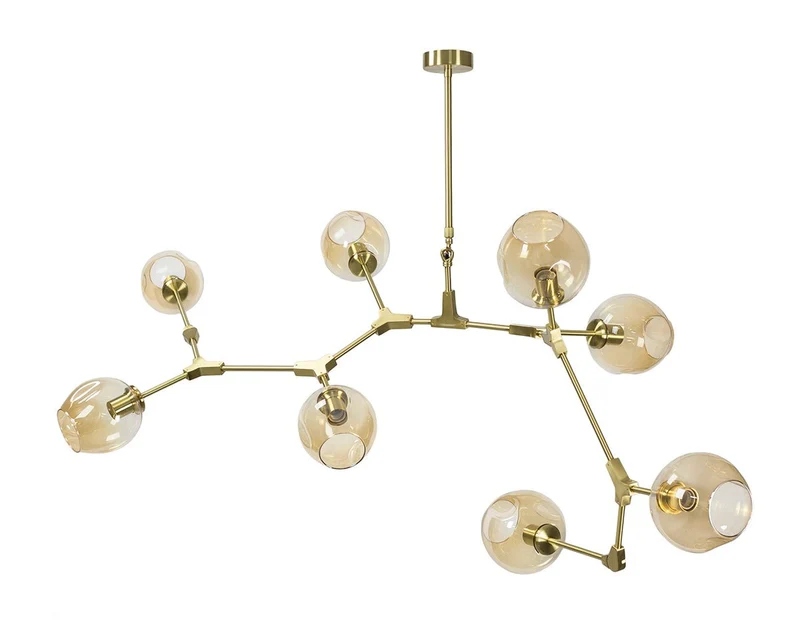 Lámpara de techo 8 brazos oro Chandelier
