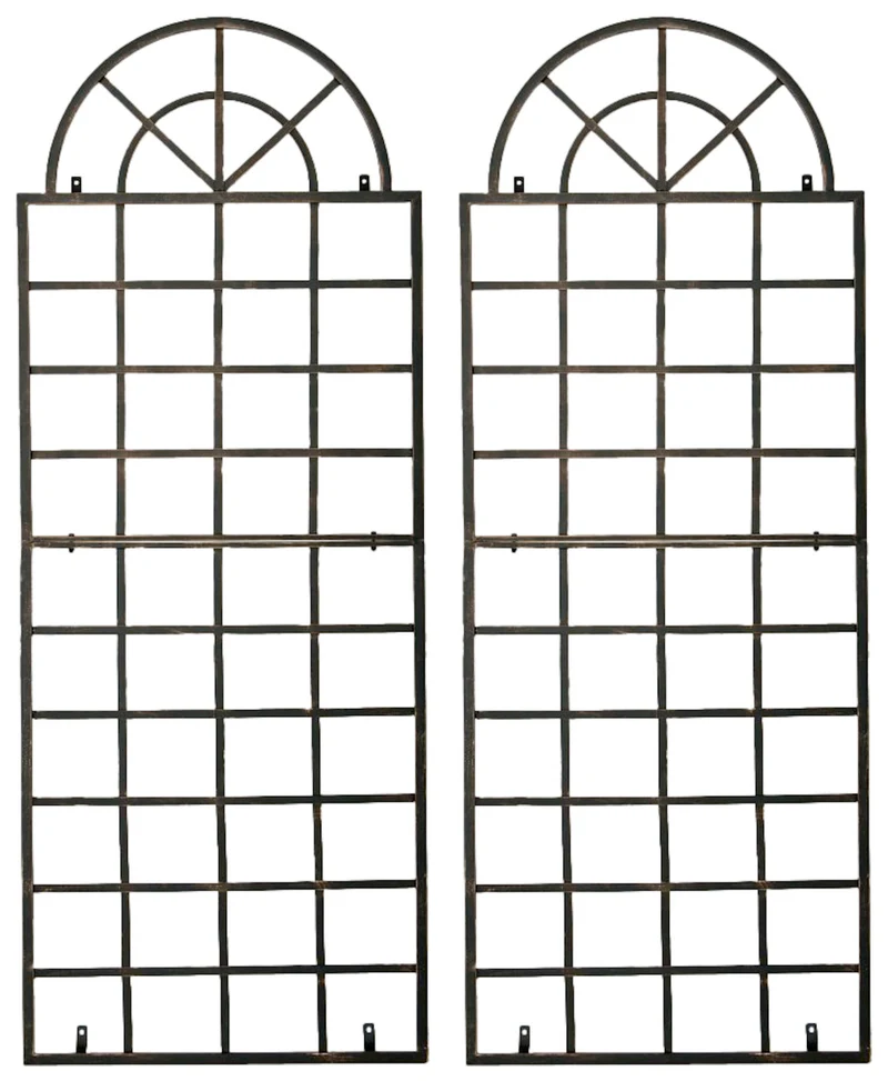 Lot de 2 treillis tuteur mural 180 x 70 cm décoration de jardin plantes grimpantes en métal bronze 10_0008912