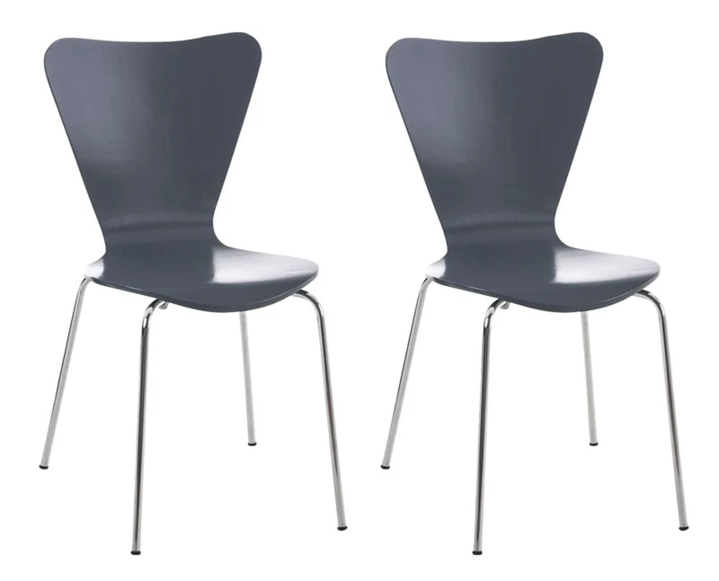 Lot de 2 chaises de séjour bureau en bois gris et métal CDS10012