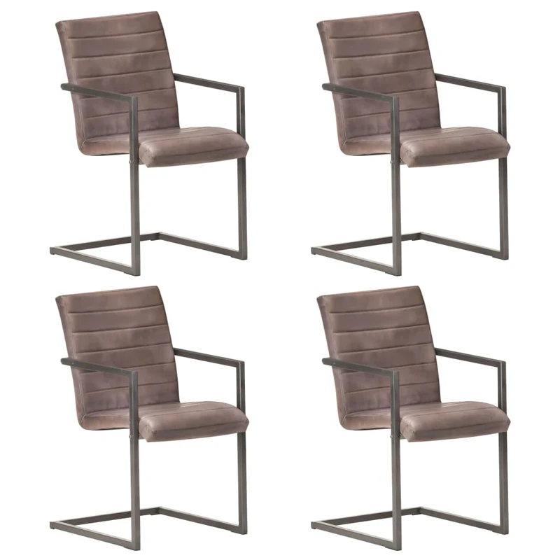 Lot de 4 chaises de salle à manger cuisine cantilever design rétro cuir véritable marron CDS021393