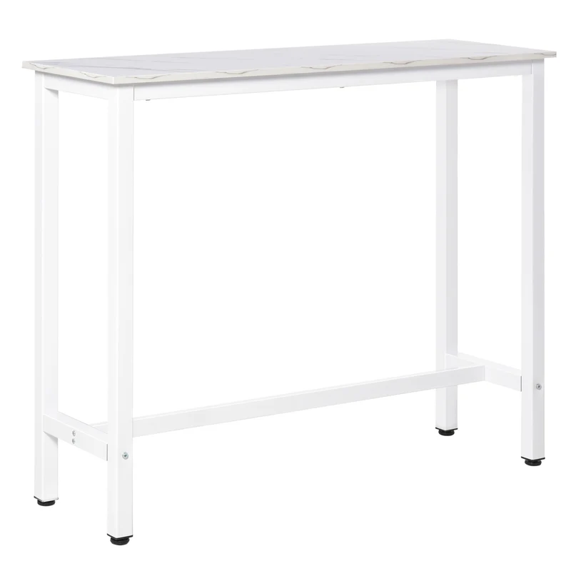 Table de bar mange-debout polyvalente 120 x 40 x 100 cm gain d'espace repose-pied ultra contemporain épuré en bois blanc 21_0002240