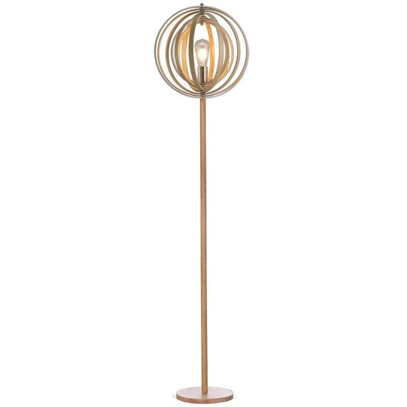 Lampadaire sur pied salon 38 x 38 x 160 cm orientation réglable éclairage modulable moderne contemporain en bois naturel 21_0007008