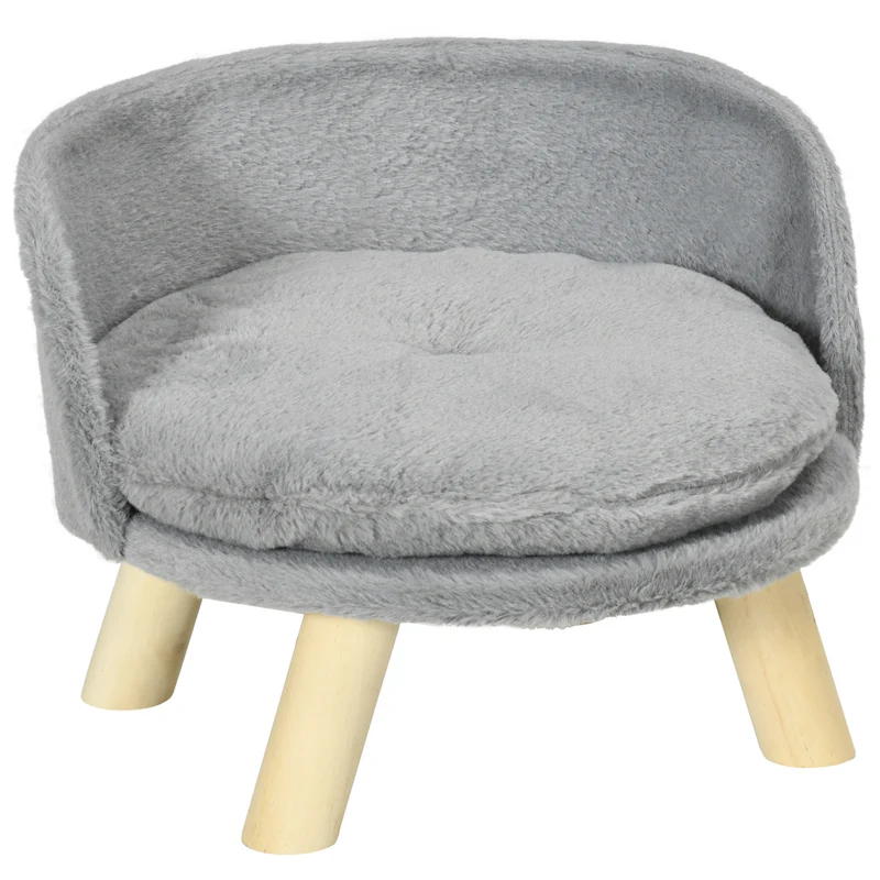 Canapé panier pour chien et chat 40.5 x 33 cm coussin amovible confort douillet scandinave en panneau de particules gris 21_0007356