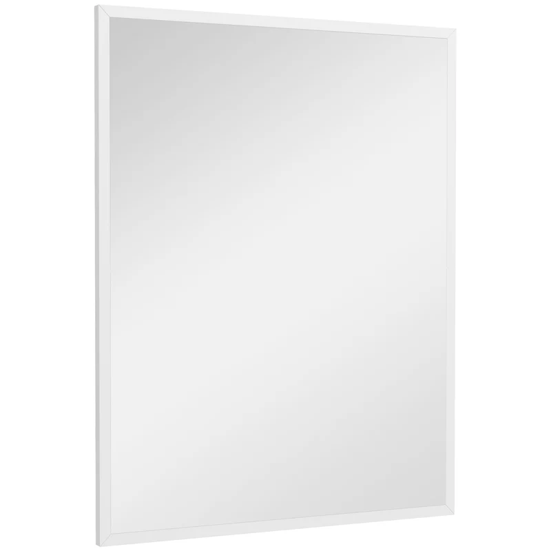 Miroir mural rectangulaire salle de bain salon chambre 70 x 90 cm illumine agrandit l'espace moderne épuré en MDF blanc 21_0001361