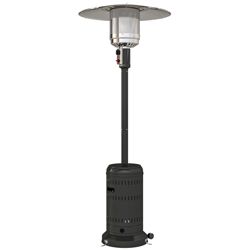 Chauffage extérieur gaz terrasse 82 x 82 x 223 cm chaleur réglable sécurité basculement moderne design en aluminium noir 21_0003914