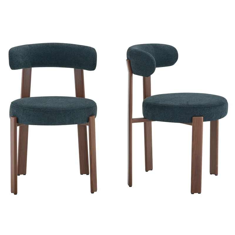 Lot de 2 chaises de salle à manger tissu noir dossier incurvé CLASSICBENCHSET