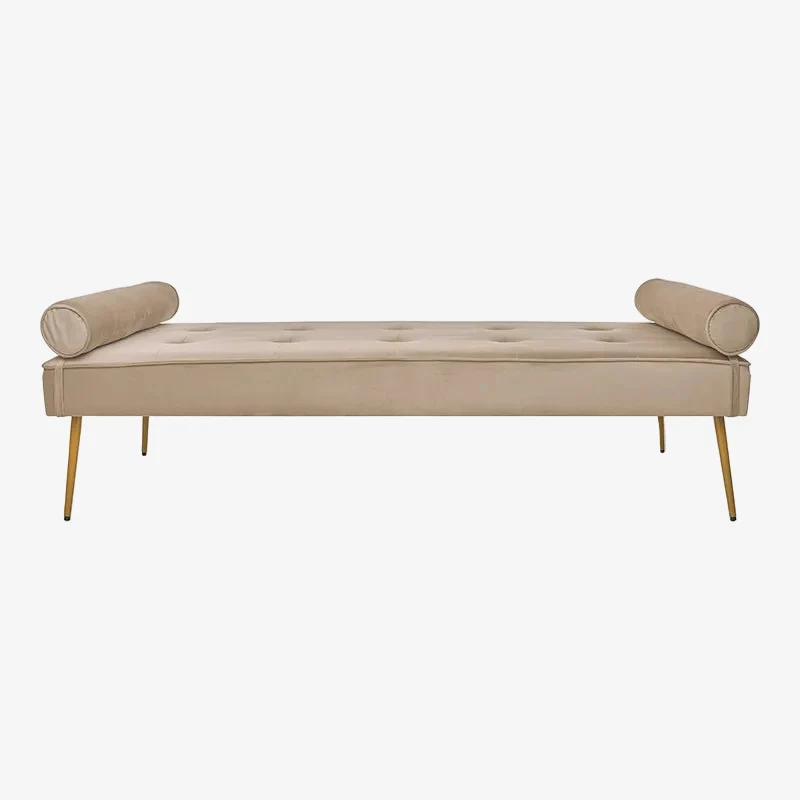 Banco terciopelo Beige y patas doradas 185 Bisseu