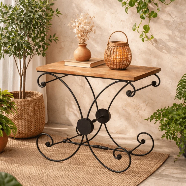 Mesa industrial de forja y madera ORUS