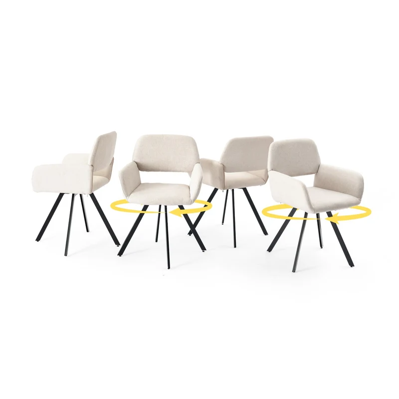 Lot de 4 chaises de salle à manger scandinaves rotative tissu beige CALIFORNIA KD BEIGE SWIVEL X2
