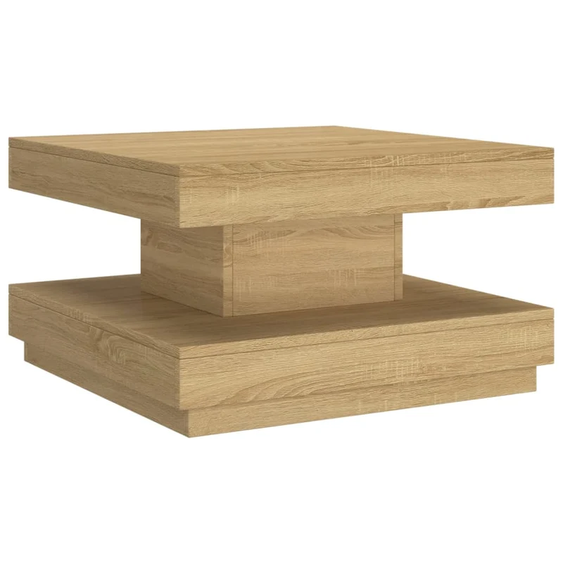 Table basse design rustique moderne 60 x 60 x 35 cm MDF couleur chêne DEC039441