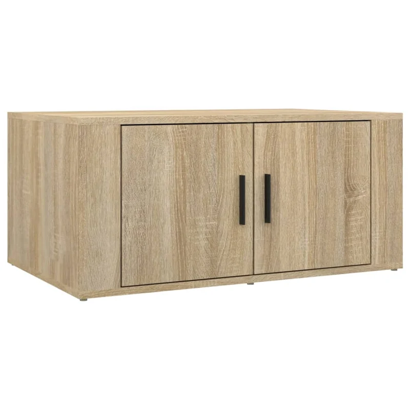 Table basse avec 2 compartiments style rustique 80 x 50 x 36 cm bois d'ingénierie couleur chêne DEC038997