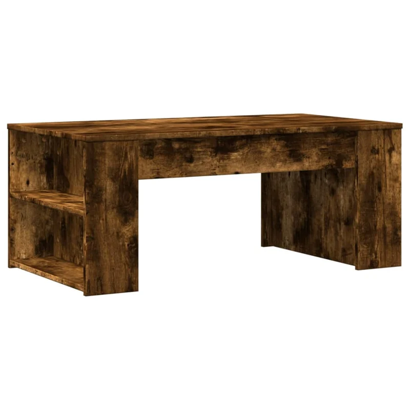 Table basse avec étagères design rustique 102 x 55 x 42 cm bois d'ingénierie marron DEC038380