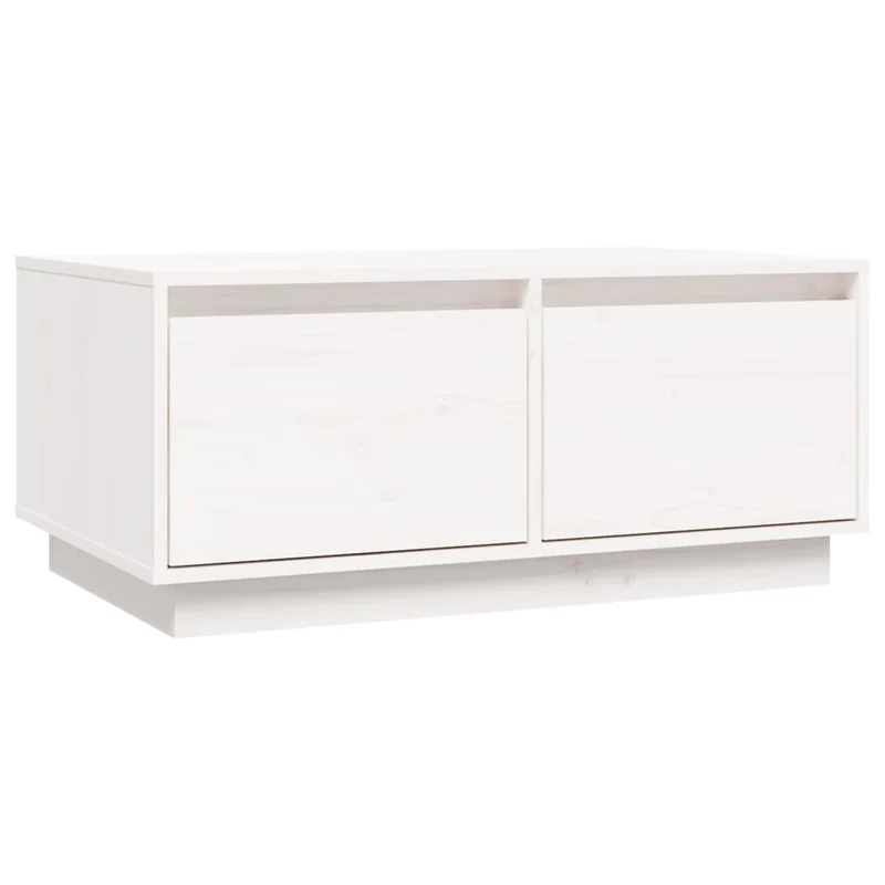 Table basse avec deux tiroirs design moderne 80 x 50 x 35 cm bois massif de pin blanc DEC037951