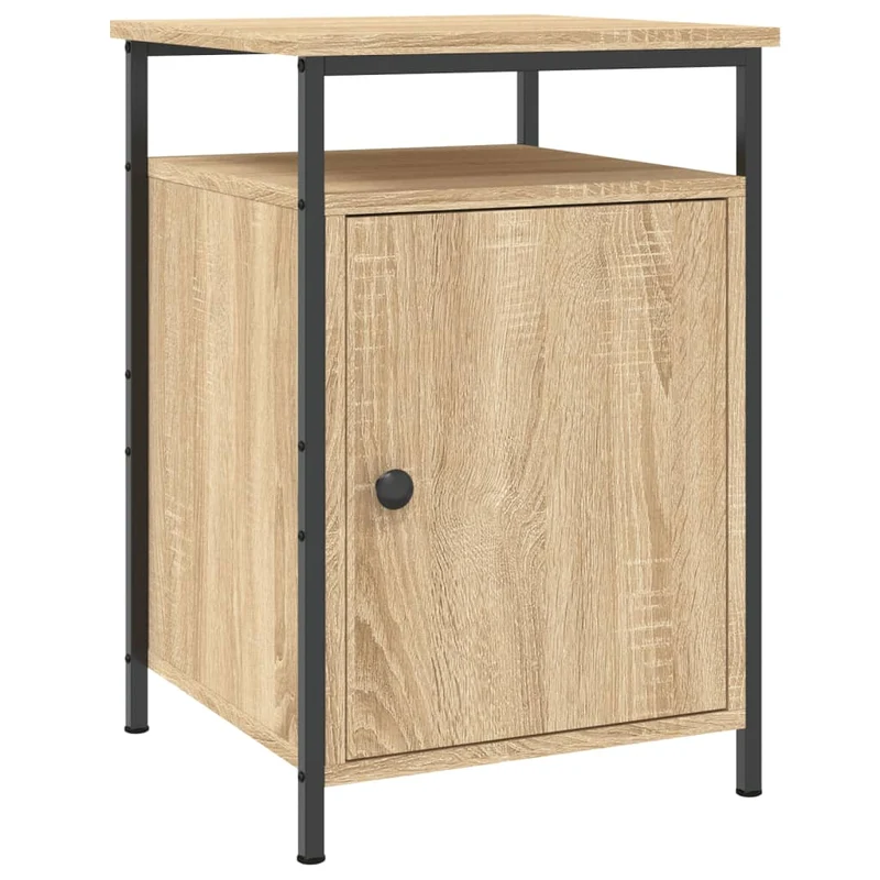 Table de chevet avec grand espace de rangement 40 x 42 x 60 cm bois d'ingénierie et fer DEC033872