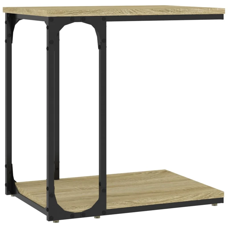 Table d'appoint bout de canapé forme de C 50 x 35 x 52 cm bois d'ingénierie et acier DEC032419