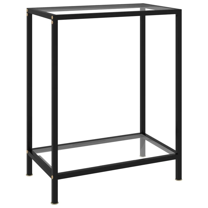 Table console meuble d'appoint 60 x 35 x 75 cm verre trempé transparent et acier DEC032276