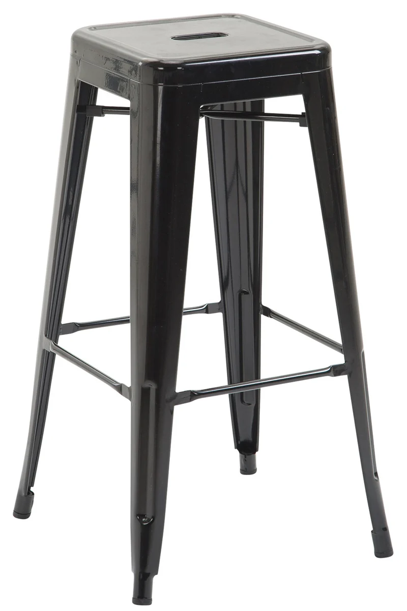 Tabouret de bar chaise haute de comptoir style industriel en métal noir 10_0000144