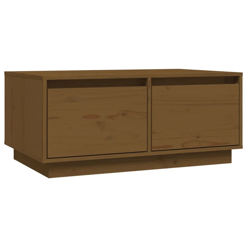 Table basse avec deux tiroirs design moderne 80 x 50 x 35 cm bois massif de pin marron DEC039496