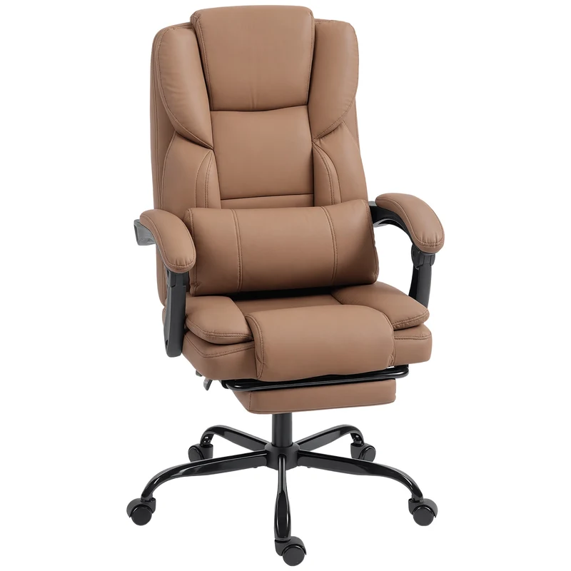 Chaise de bureau inclinable repose-pieds 65 x 67 x 111-119 cm confort et soutien contemporain en cuir synthétique marron 21_0006326