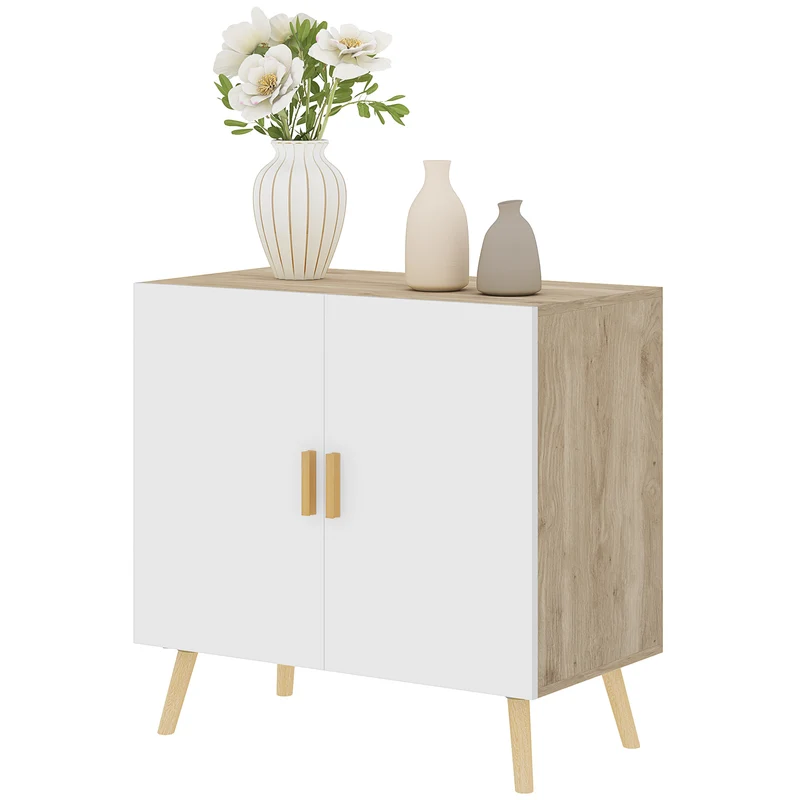 Buffet meuble de rangement salon 76 x 41,2 x 74 cm étagère ajustable sécurité anti-basculement moderne en MDF blanc 21_0003432