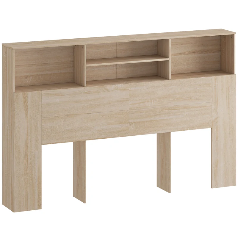 Tête de lit sur pied 160 x 20,2 x 108,2 cm 4 compartiments rangement pratique moderne en bois d'ingénierie bois naturel 21_0003757