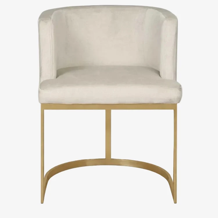 Silla butaca de comedor acero dorado y terciopelo Mia