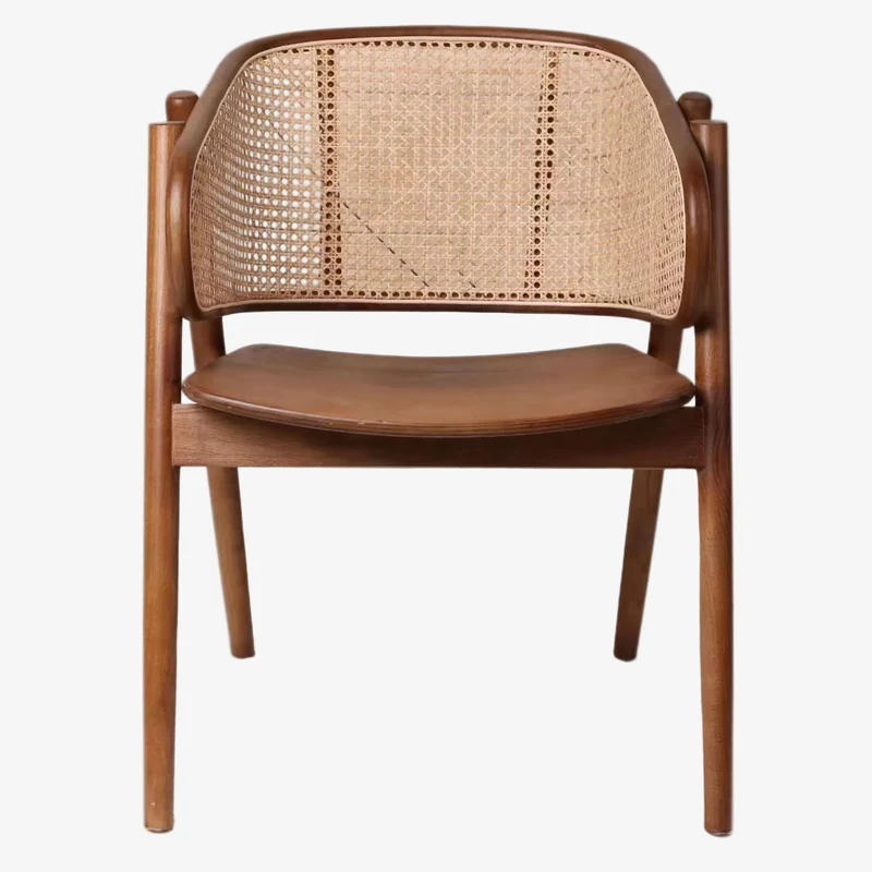 Silla comedor nórdica madera y ratán Greta