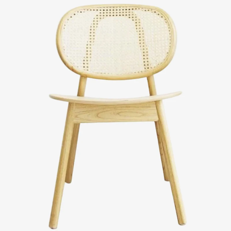 Silla de comedor nórdica madera y ratán Henar
