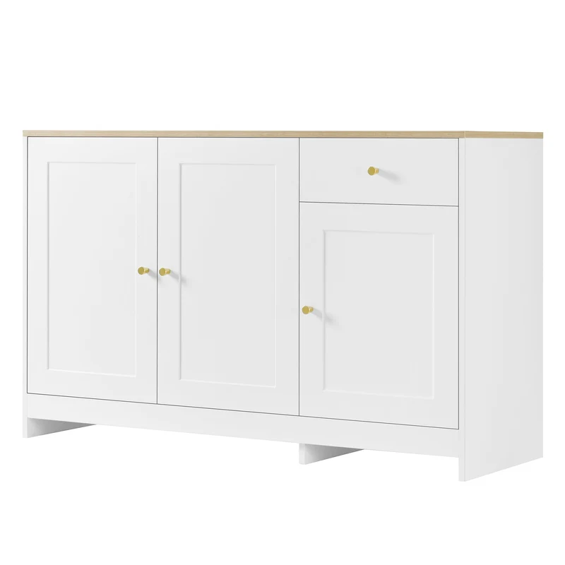 Buffet effet bois et blanc 3 portes 1 tiroir 120x40x75cm MOMENTUMINFI
