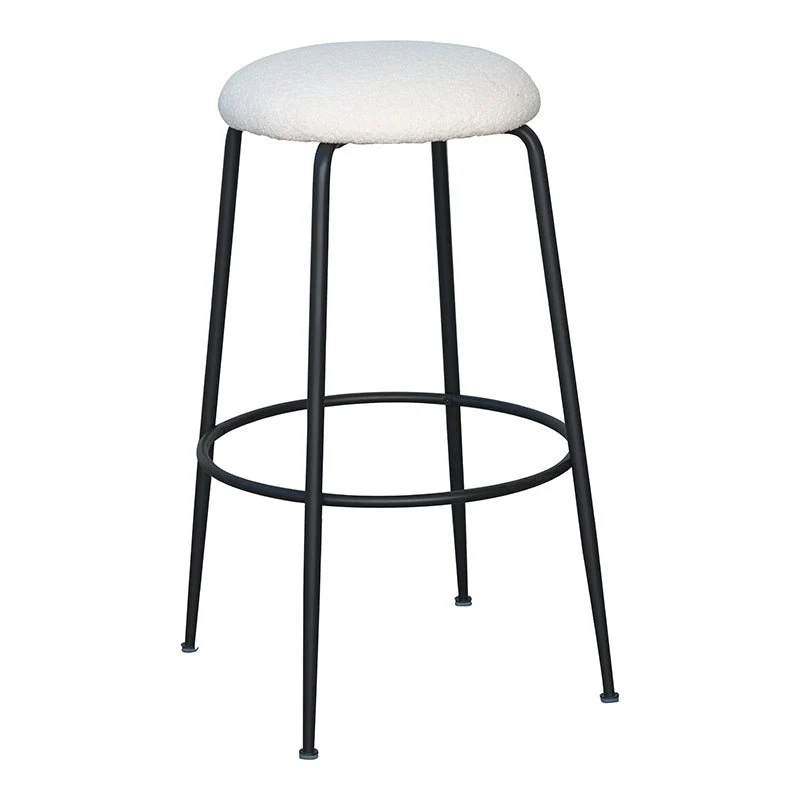 Taburete de bar Eloisse H75 bouclé blanco marfil