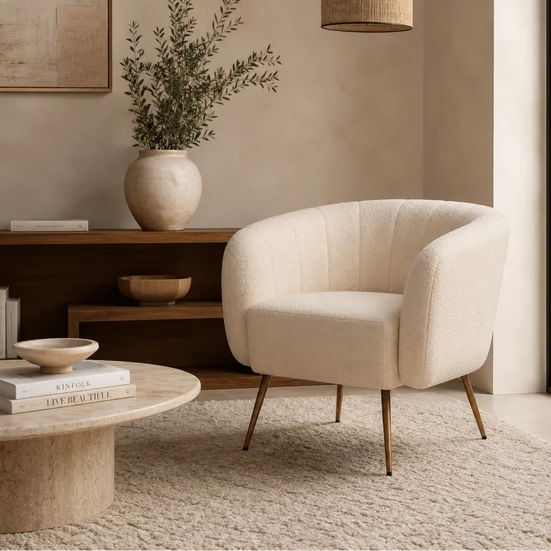 Sillón en tejido bouclé Clara