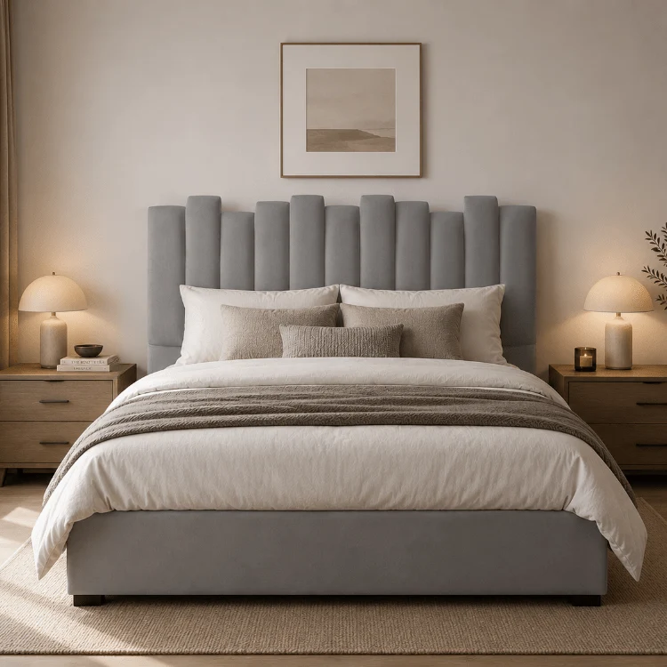 Cabecero de cama 160 terciopelo gris Kenya