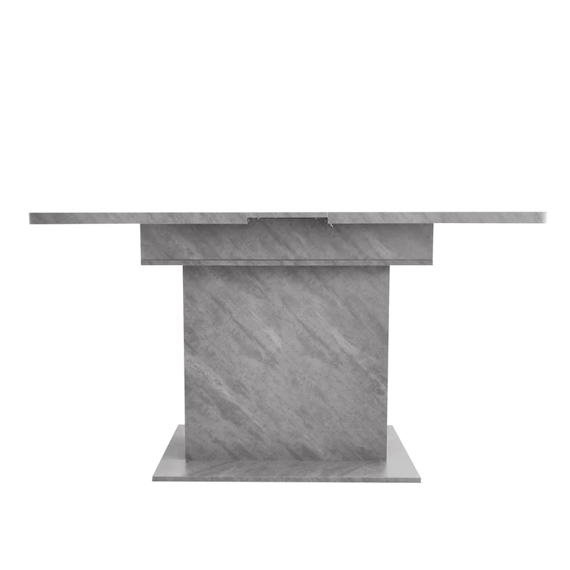 Table à manger rectangulaire extensible avec rangement multifonctionnelle effet béton grise UZOLS