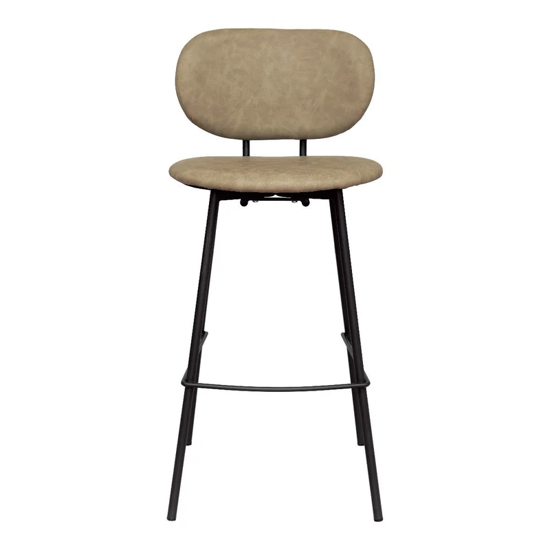 Taburete de bar cuero ecológico beige H75cms Delta