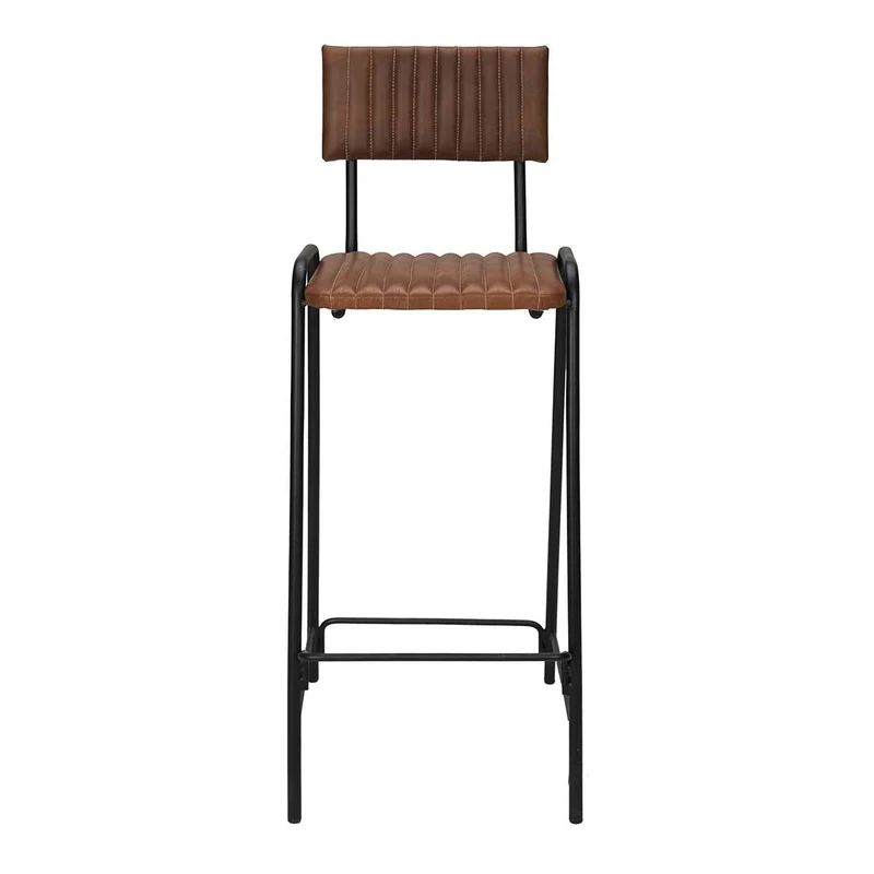 Taburete de bar vintage acero negro cuero Mali