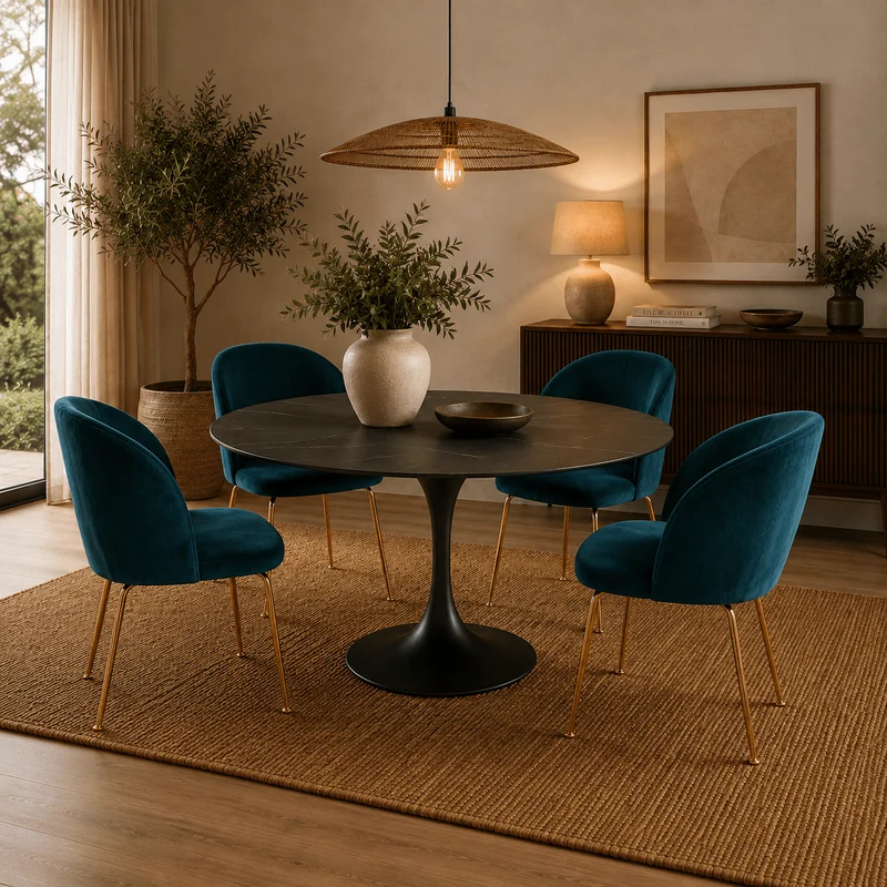 Silla de comedor dorada terciopelo Nela