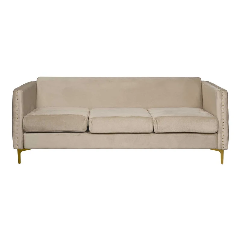 Sofá terciopelo beige 3 plazas Linna