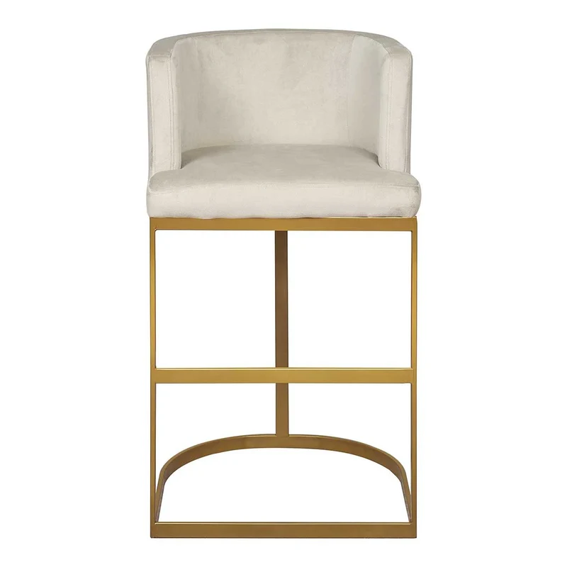 Taburete de bar acero dorado y terciopelo H74 cms Mia