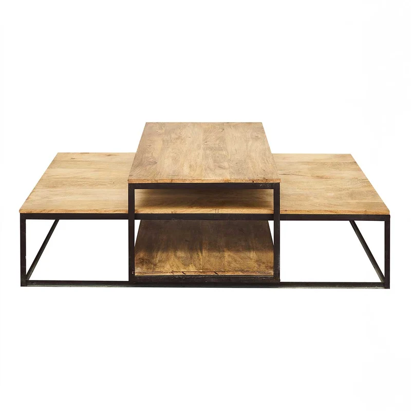 Mesas nido de centro industrial madera mango Beth