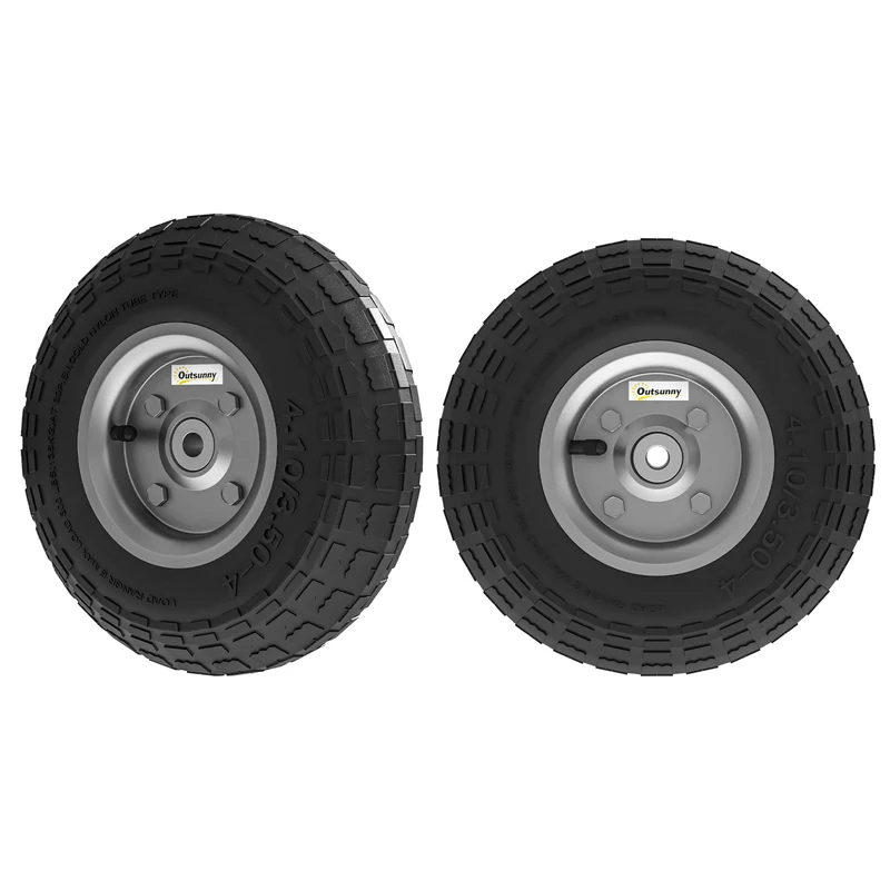 Lot de 2 roues pneumatiques pour chariot brouette diable 25.5 x 7.5 cm bonne traction jardin moderne en caoutchouc noir 21_0005470