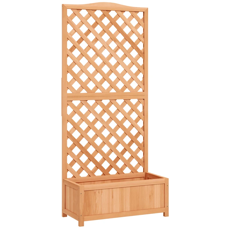 Jardinière surélevée treillis balcon 76 x 36 x 170 cm drainage optimal solide plantes grimpantes rustique en bois marron 21_0004254